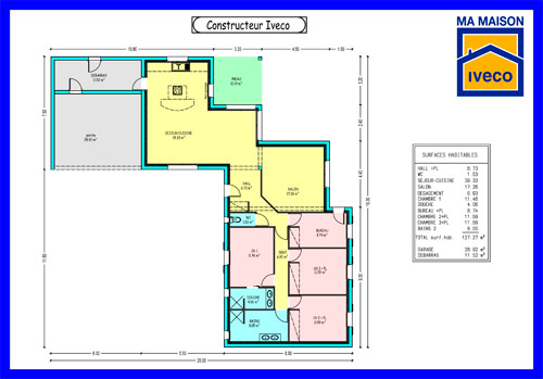 plan maison 4 chambres avec mezzanine